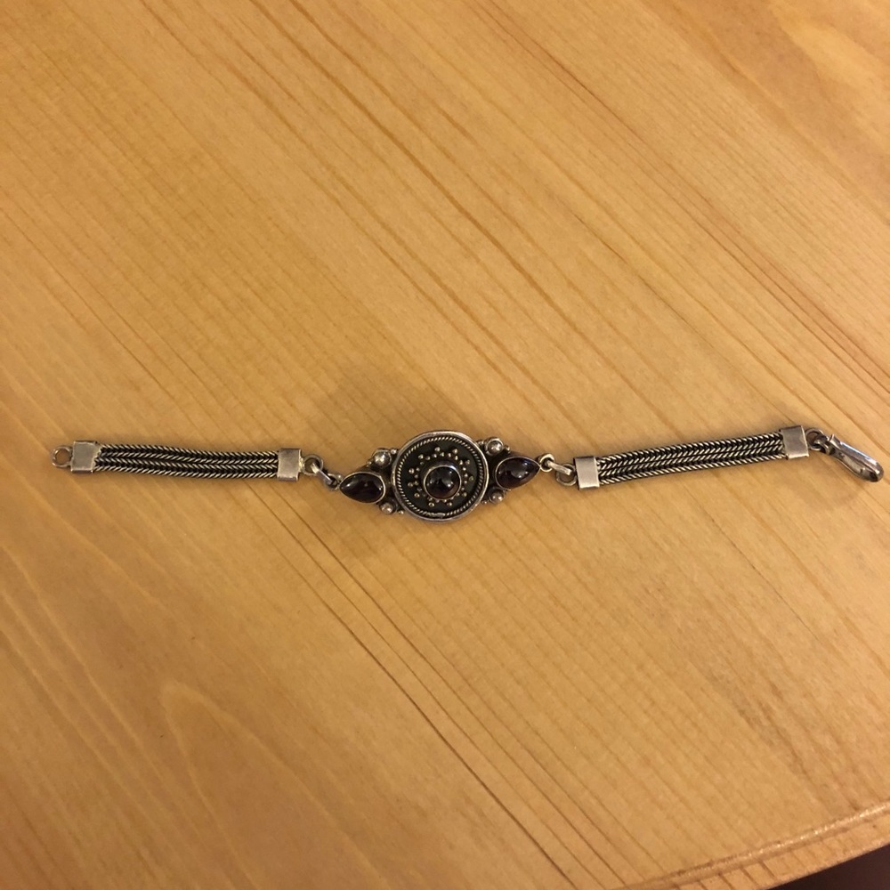 Sterling silver and stone bracelet 925 stamped